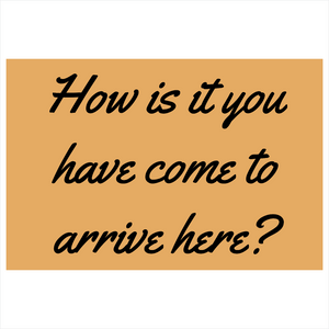 How is it you have come to arrive here?